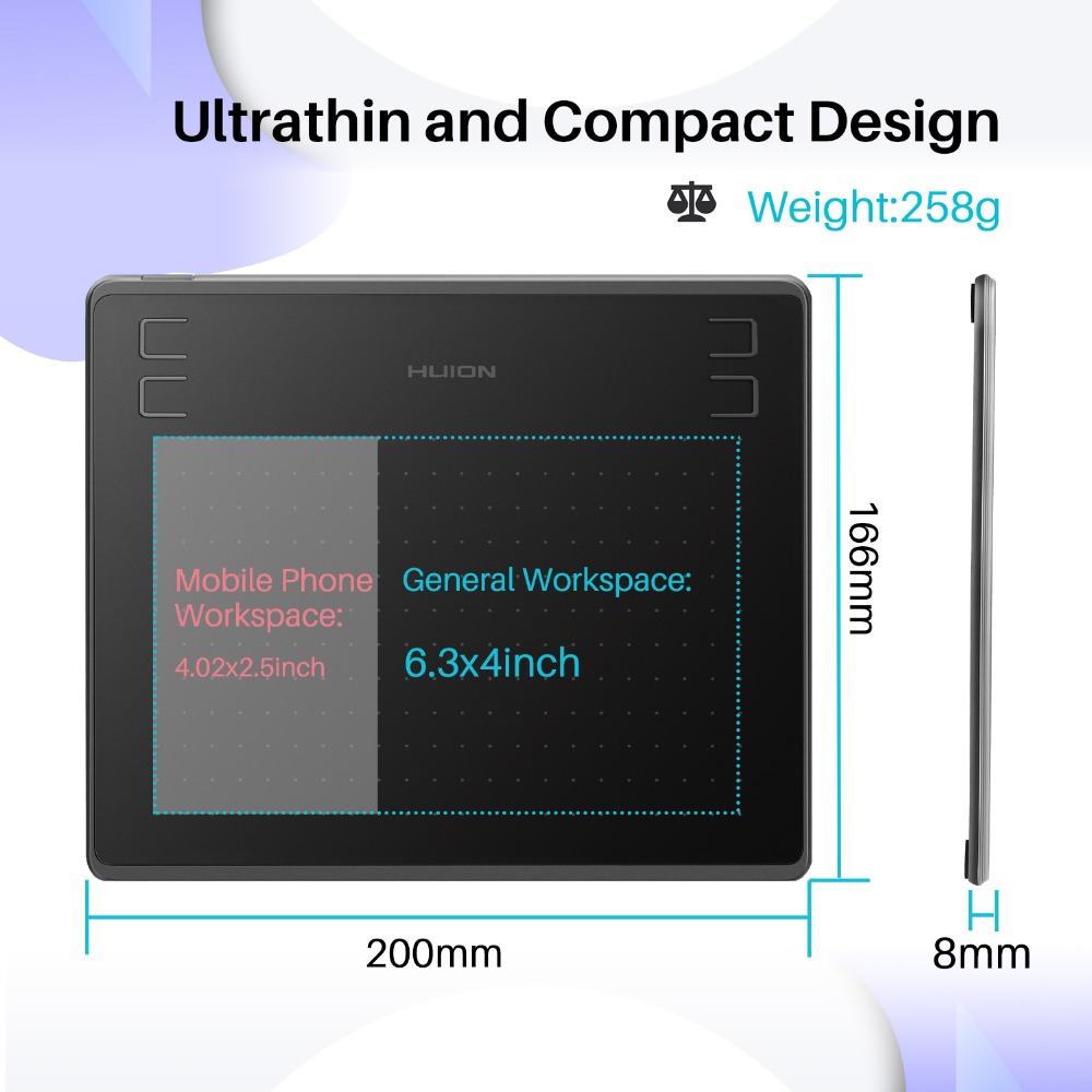 Huion tableta gráfica HS64, Ta - Graphic Tablet Accessories reseña y precio